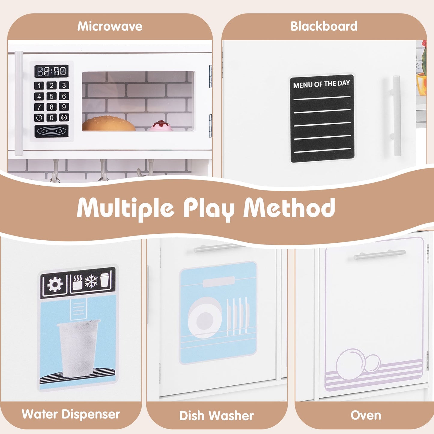Jouet de cuisine fictif pour tout-petits avec cuisinière - Blanc