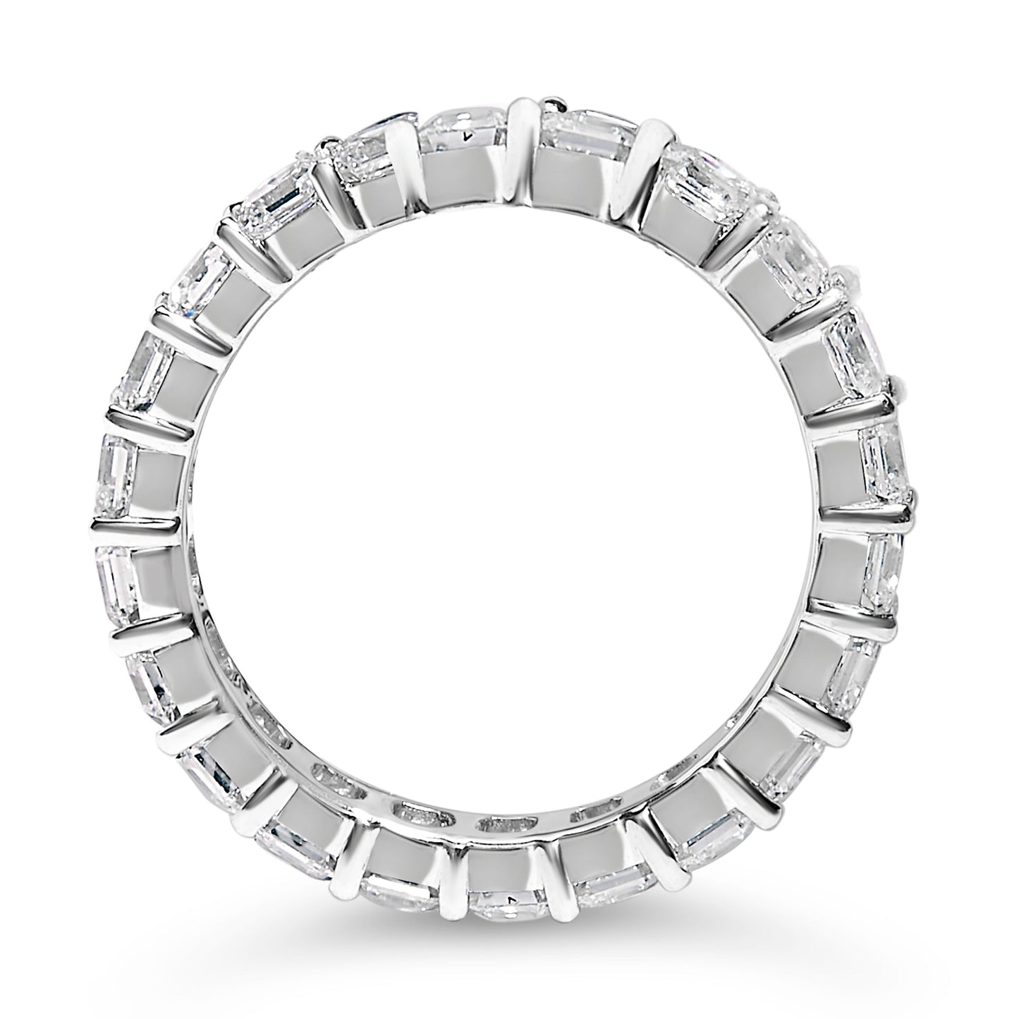Anillo Eternidad de Diamantes Crecidos en Laboratorio con Corte Asscher en Oro Blanco de 14K - Talla