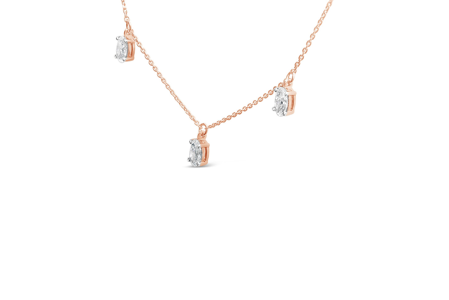 14K Rose Gold Lab Grown Diamond Dangle Necklace - 17"