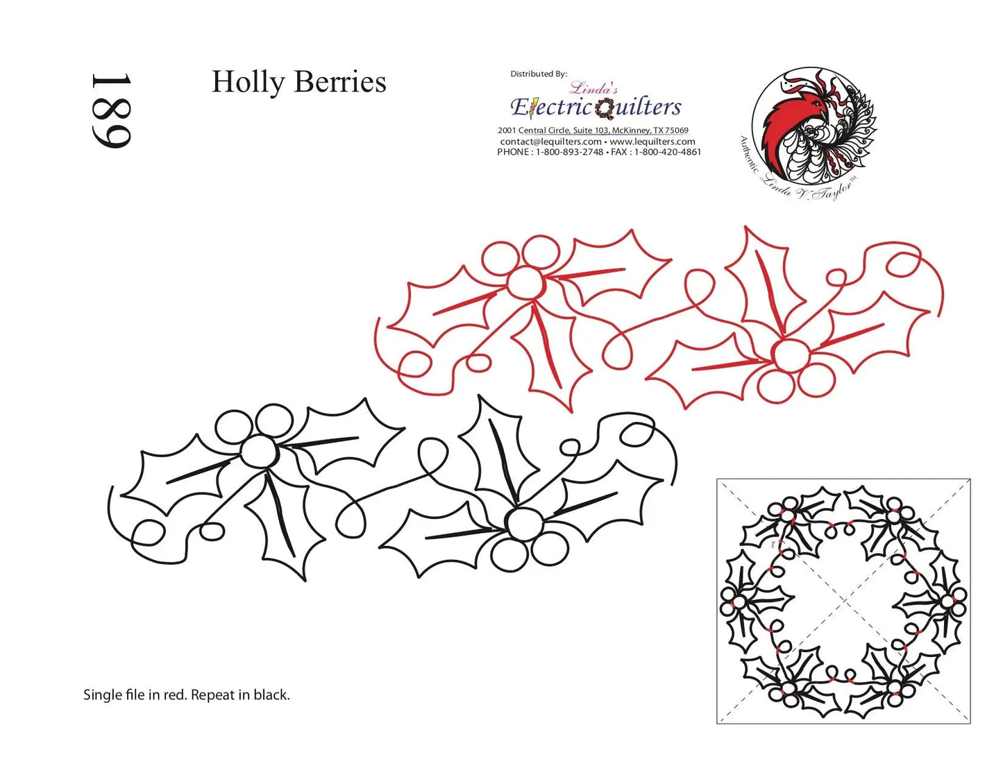 189 Pantographe Houx et Baies avec Blocs par Linda V. Taylor