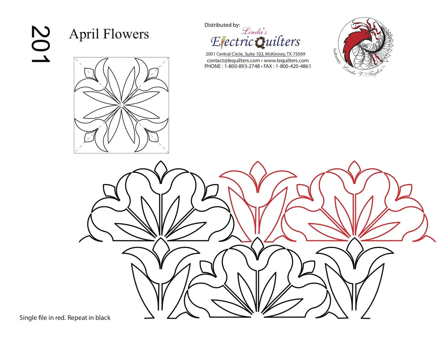 Combo de Pantógrafo y Bloques Flores de Abril para Acolchado