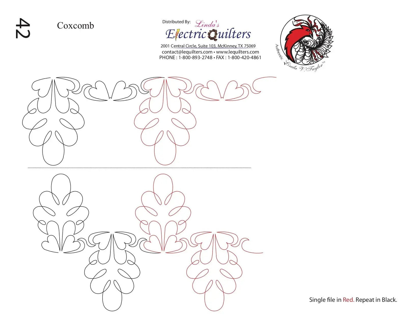 Coxcomb Pantograph by Linda V. Taylor - Elegant Sewing Pattern
