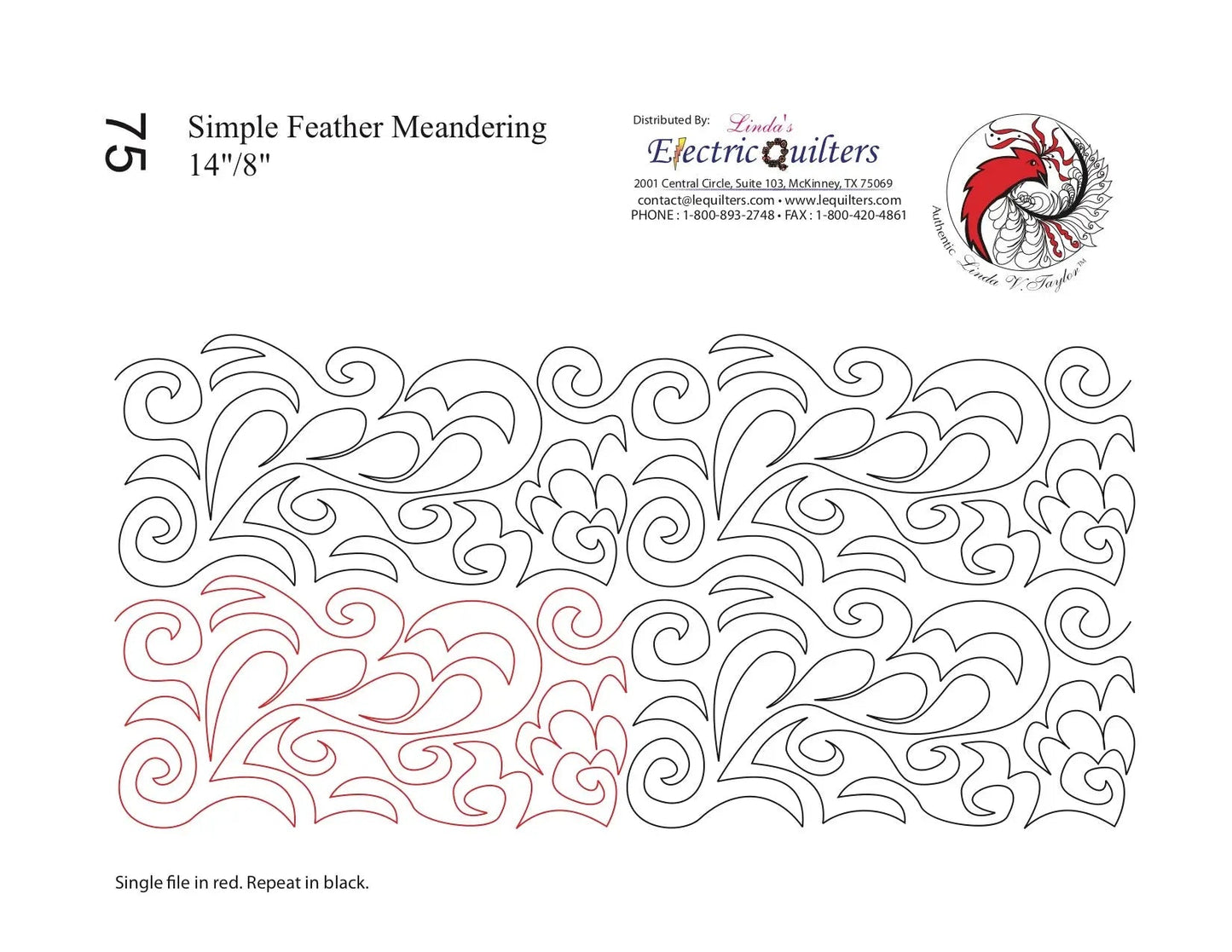 Simple Feather Meandering Pantograph by Linda V. Taylor