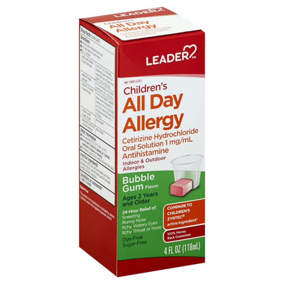 Leader Children's Allergy Relief Liquid, Bubble Gum Flavor, 4 fl oz