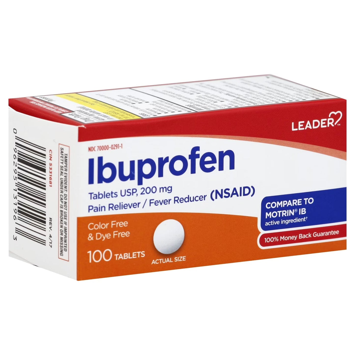 Comprimés enrobés d'ibuprofène Leader 200 mg - 100 unités