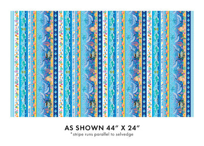 Let's Swim Stripe Multi Cotton Fabric - 44"/45" Per Yard