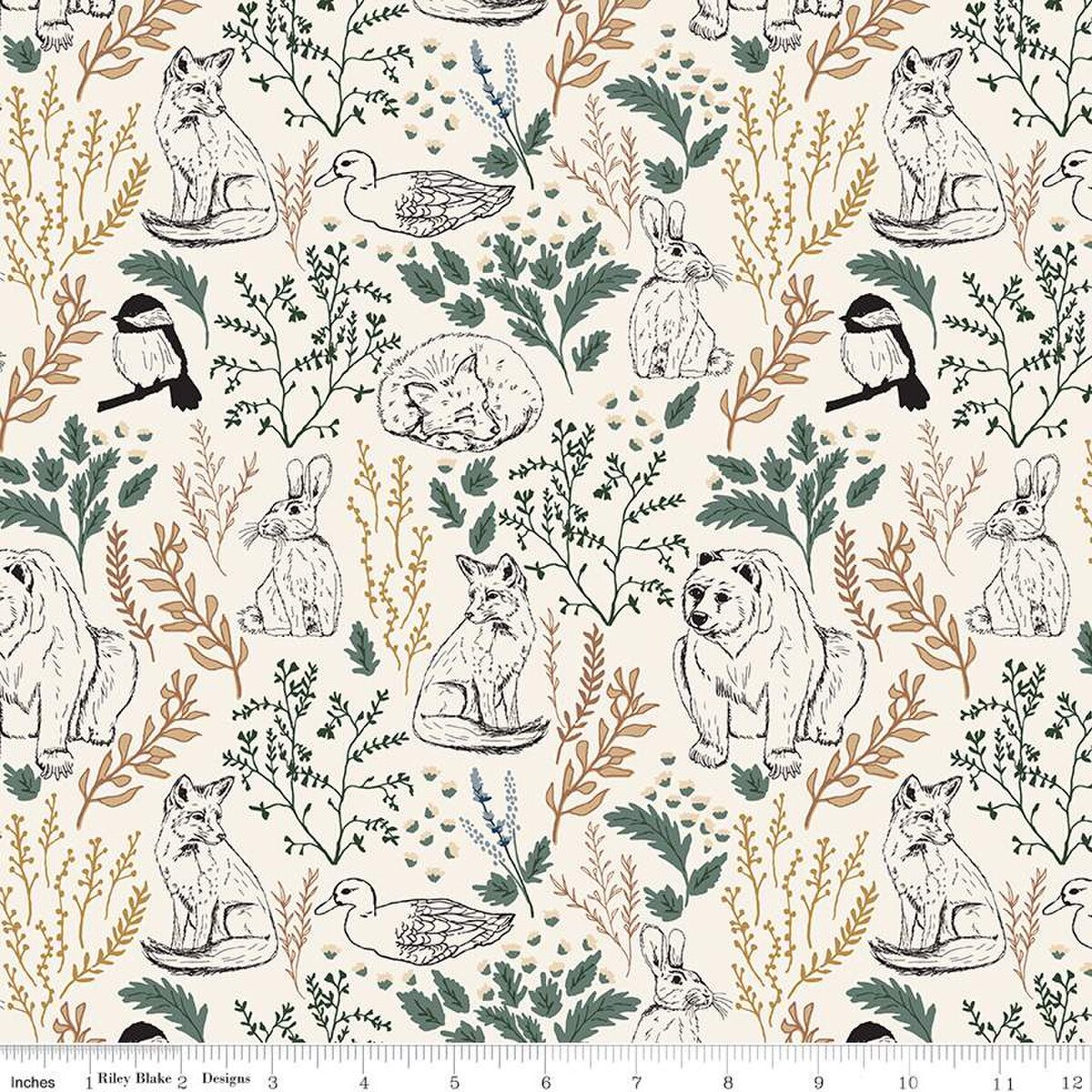 Let's Wander Main Cream Cotton Fabric - 43"/44" Per Yard