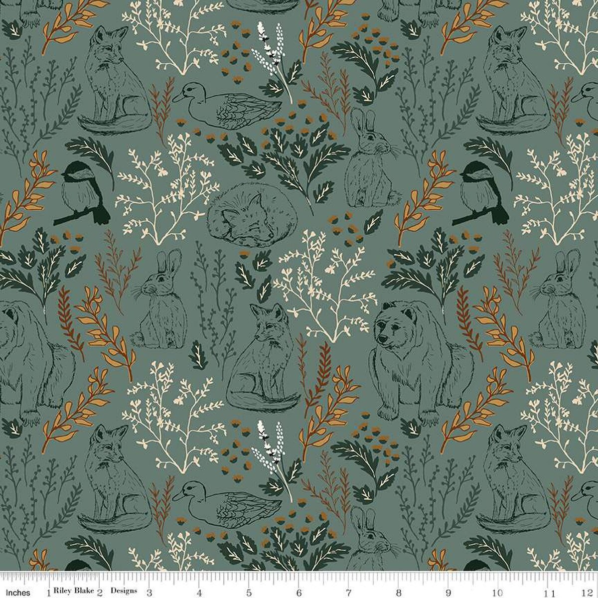 Tissu en coton teal Let's Wander - 43"/44" par yard
