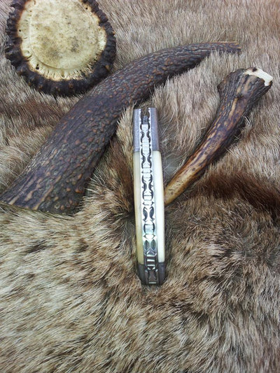 Ivory Edge Damascus Steel Folding Pocket Knife with Bone Handle – Everyday Essential - Korvel