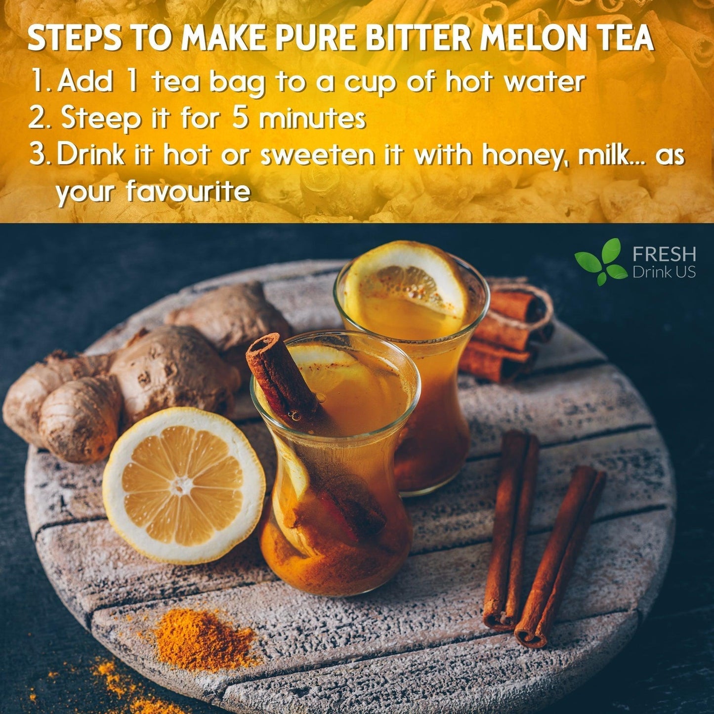 Té de cúrcuma, jengibre y canela en bolsitas, 100 % natural, hecho a mano, sin azúcar, sin cafeína, sin gluten, vegano.