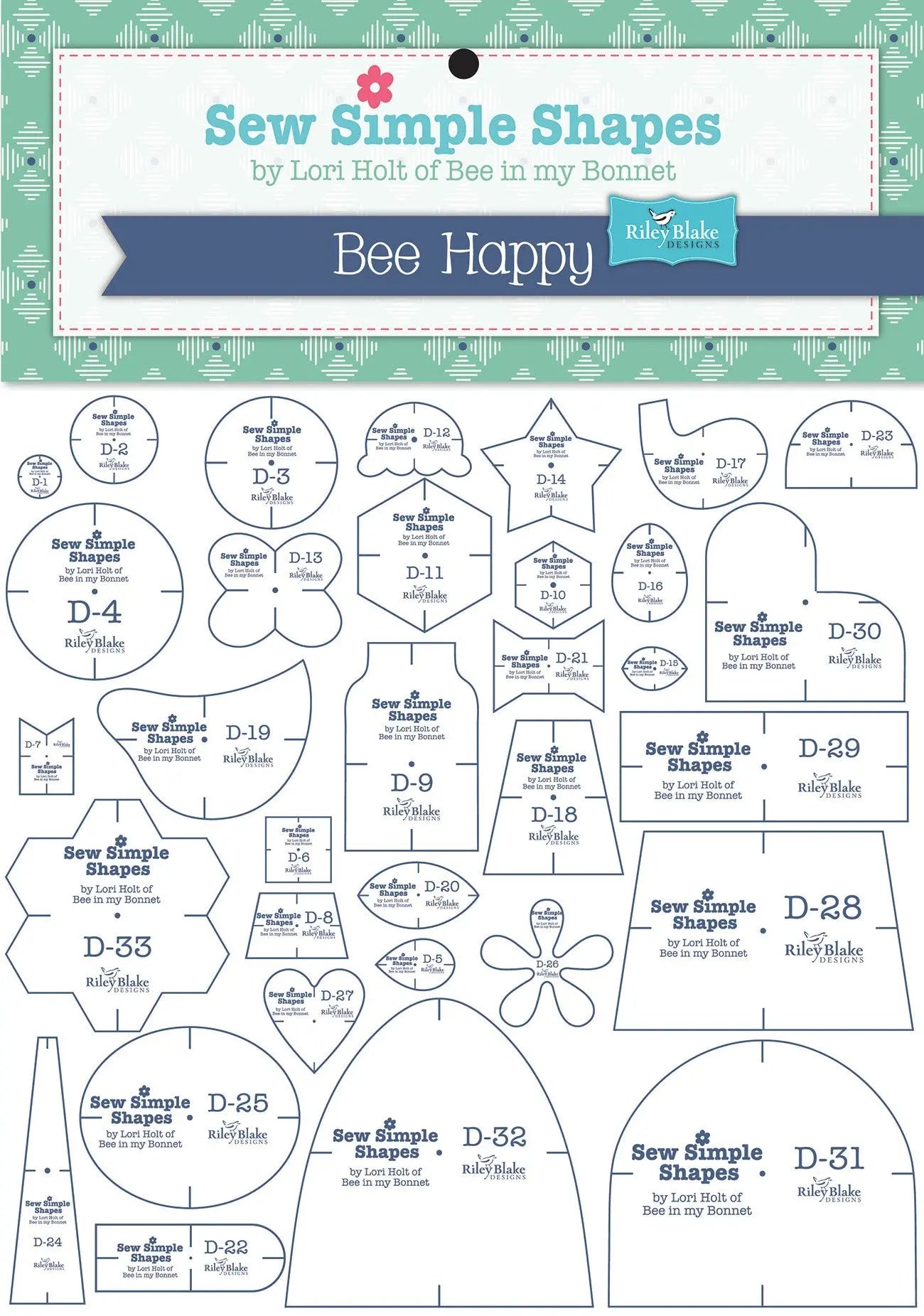 Conjunto de Plantillas Bee Happy de Lori Holt - 33 Plantillas de Costura Premium