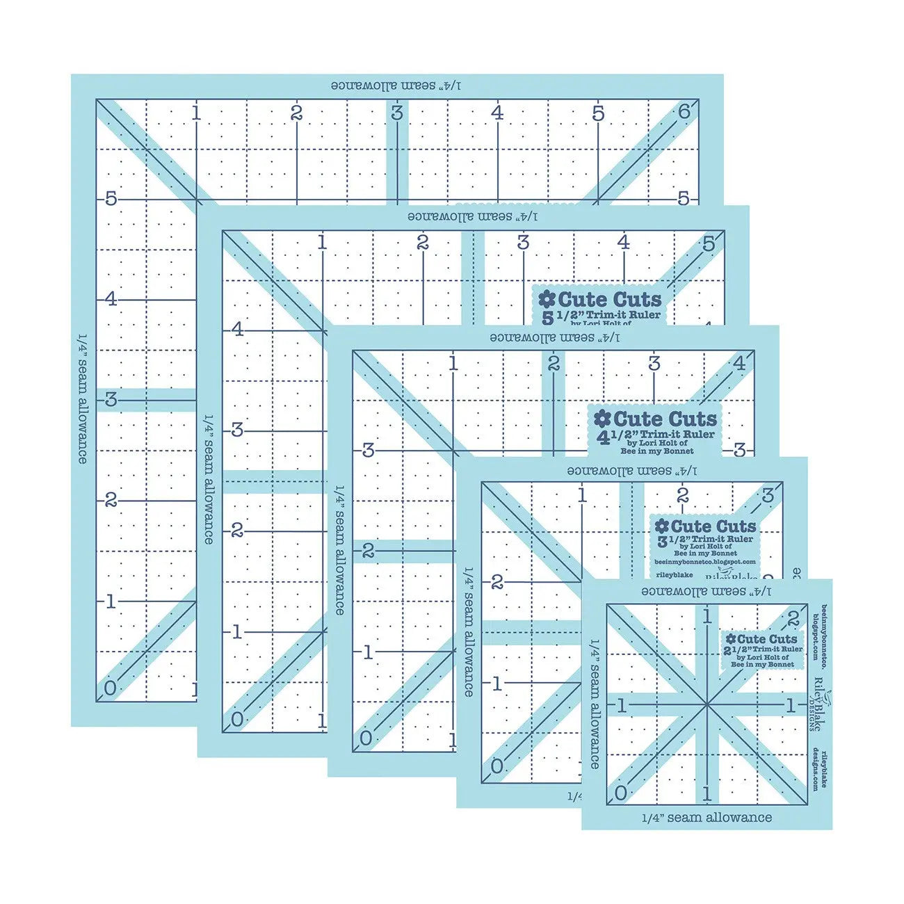 Lori Holt Trim-It Square Ruler Pack - 5 Essential Sizes