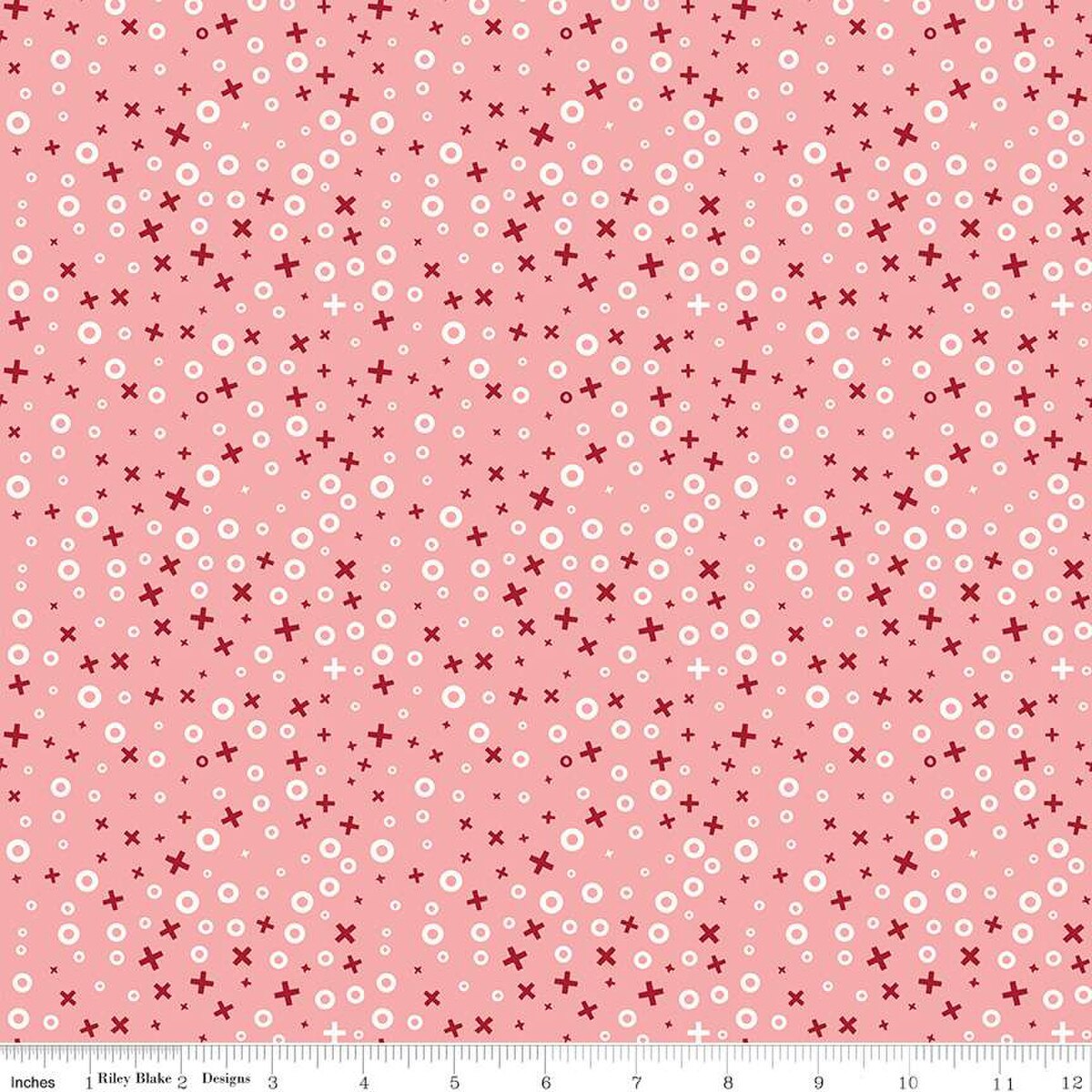Tela de Algodón Coral Love You Always XOs - 43"/44" por Yarda
