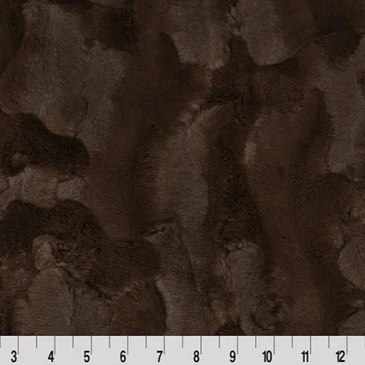 Luxe Cuddle Hide Chocolate Fabric per Yard