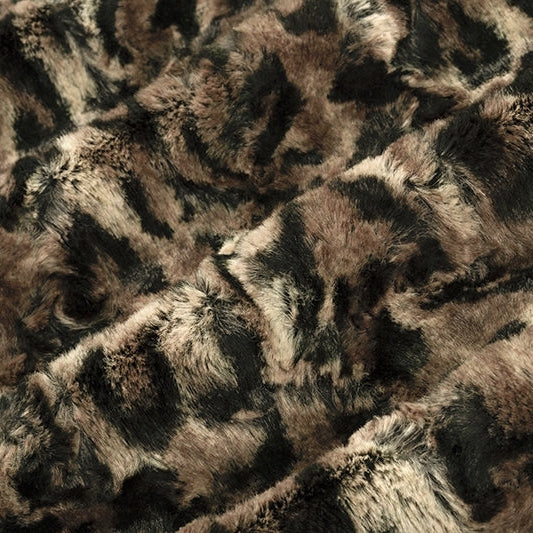 Taupe/Black Luxe Cuddle Bobcat Fabric - 52"/57" per Yard