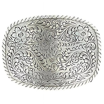 Elegant Floral Rectangle Belt Buckle - Korvel