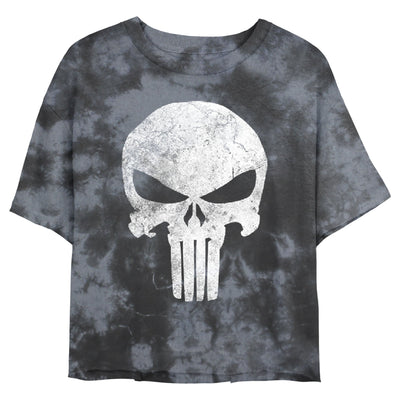 Junior's Marvel Punisher Distresskull Tie-Dye T-Shirt