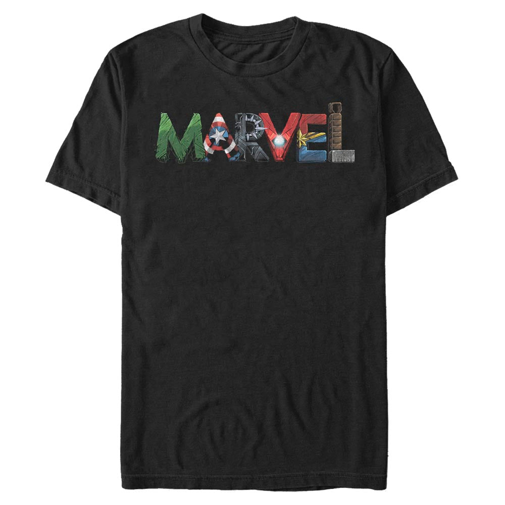 Camiseta gráfica de letras de fan de Marvel para hombres