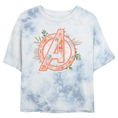 Junior's Marvel Avenger Floral Tie-Dye T-Shirt