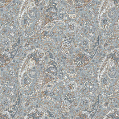 Tissu en coton Paisley Blue Meadow Blush - 43"/44" par yard