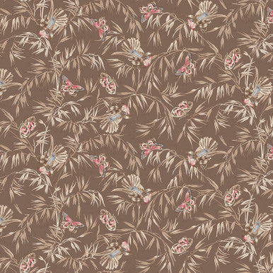 Tissu en coton Meadow Blush avec oiseaux et papillons - 43"/44" par yard