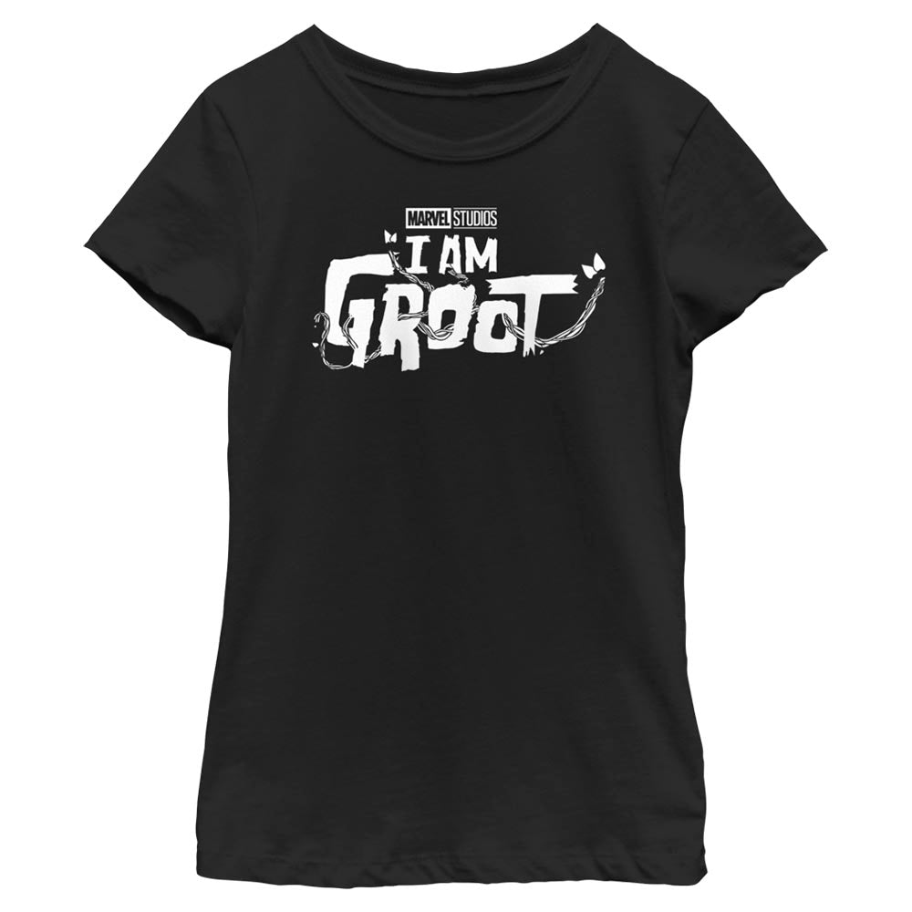 Camiseta blanca con logo de Groot de Marvel para niña