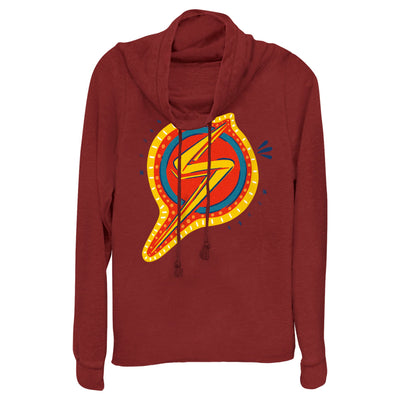 Junior's Marvel Decorative Symbol Cowl Neck Sweatshirt