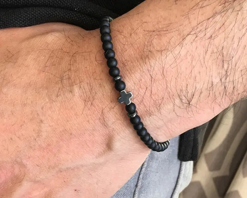Men's Cross Charm Bracelet - Stylish & Timeless