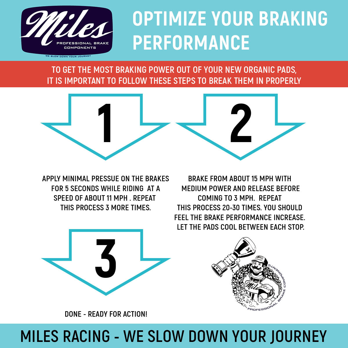 Plaquettes de frein organiques Miles Racing pour Avid X.O et SRAM Guide