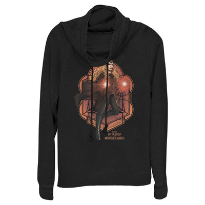 Junior's Marvel Wanda Mandala Cowl Neck Sweatshirt