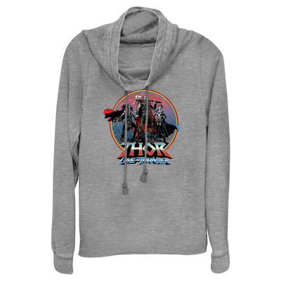 Junior's Marvel Asgardians Circle Badge Cowl Neck Sweatshirt