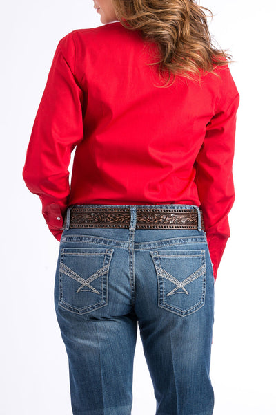 Vibrant Red Cinch Women's Long Sleeve Shirt - Korvel