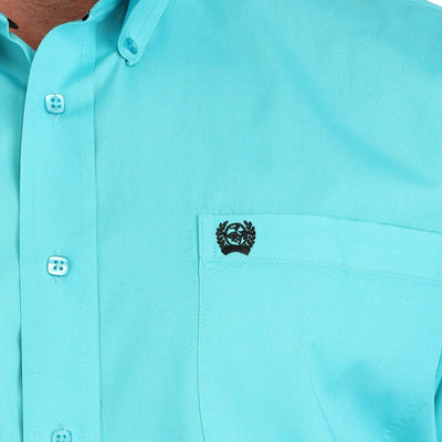 Cinch Men's Short Sleeve Button-Up in Vibrant Turquoise - Korvel