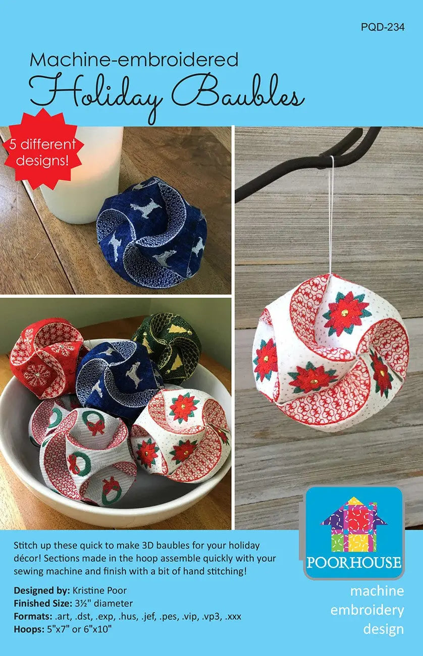 Boules de Noël en broderie machine