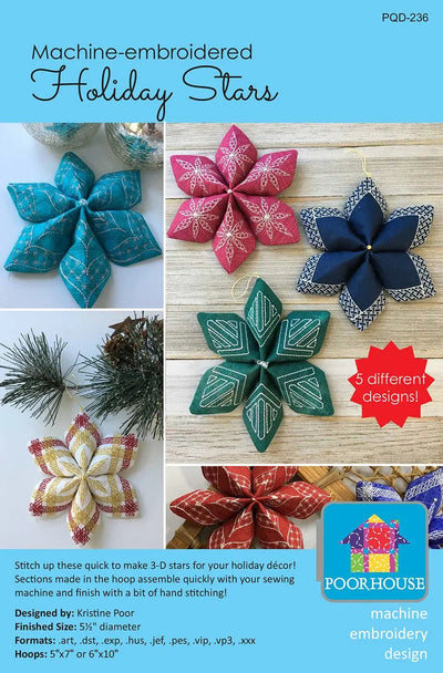 Estrellas Navideñas de Bordado a Máquina