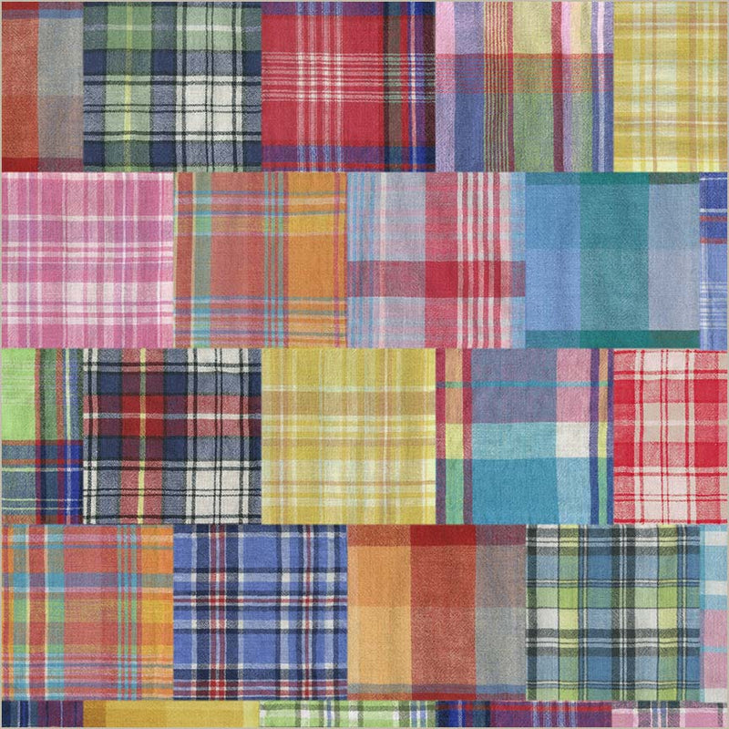 Tela de respaldo ancha de algodón multicolor Madras Patchwork por yarda