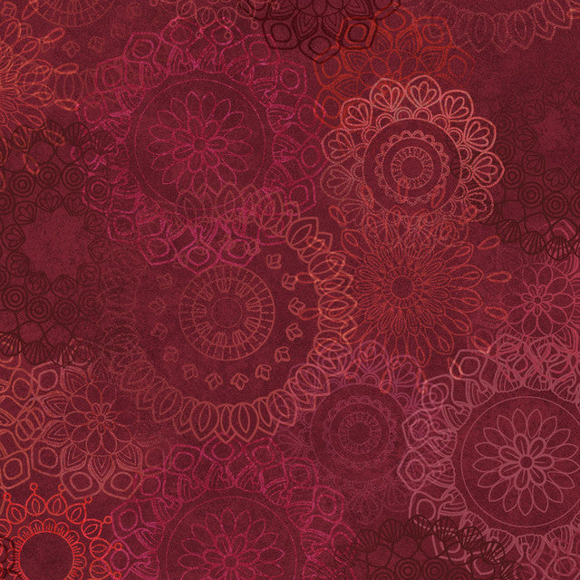 Tissu en coton à fleurs en dentelle maroon et rouge 43"/44" par yard