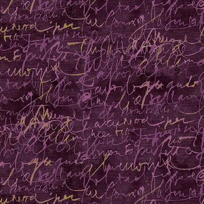 Tissu en coton script fluidité mauve - 44"/45" par yard