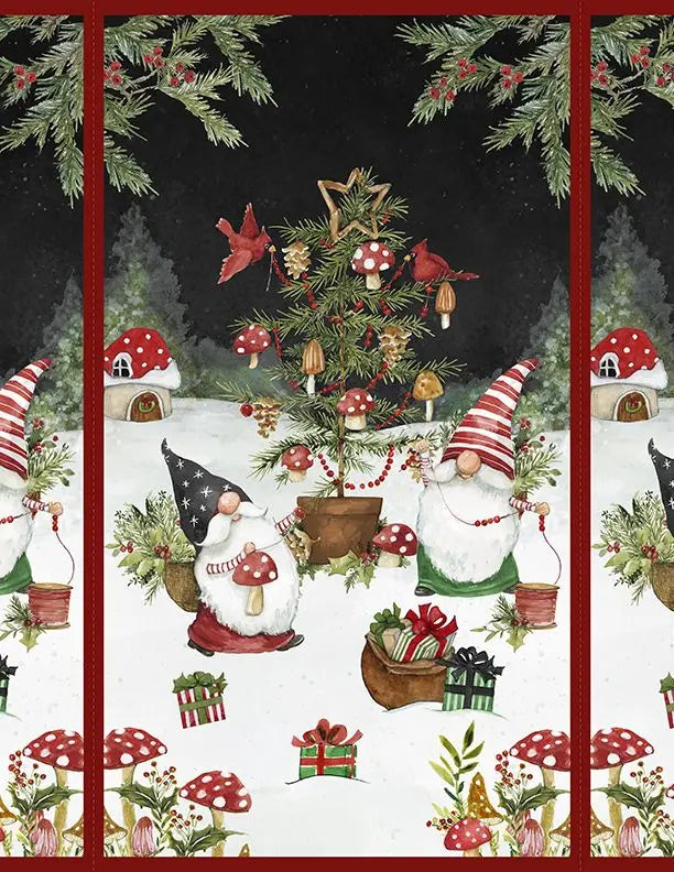 Merry Gnome-ments Large Panel Cotton Fabric - 44"/45" Per Yard