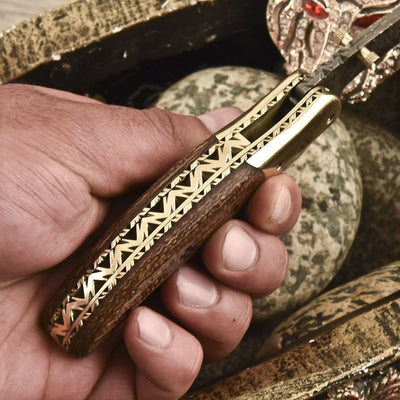 Titan Edge Custom Damascus Folding Knife for Everyday Use - Korvel