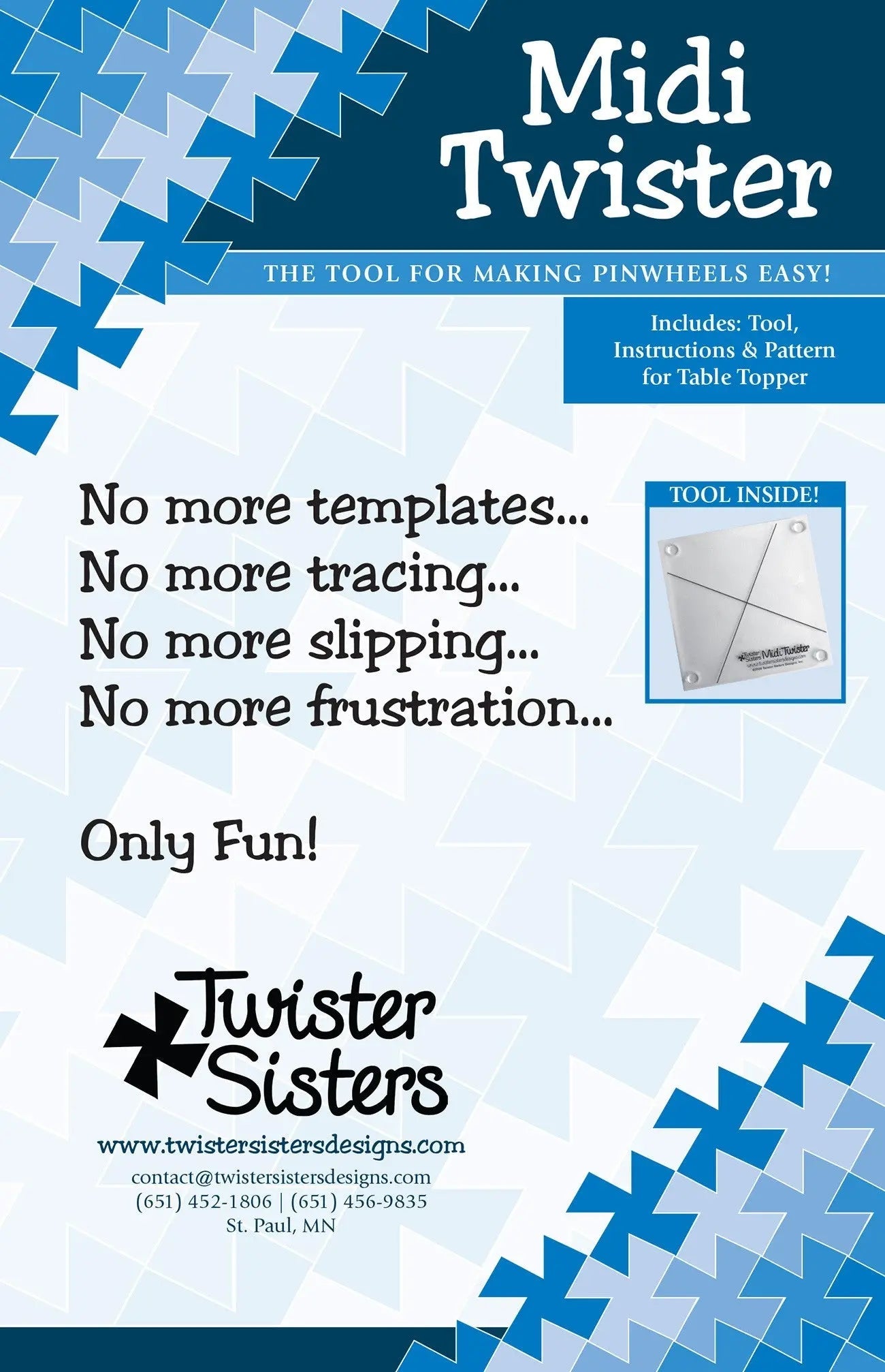 Midi Twister Pinwheel Template for Creative Quilting