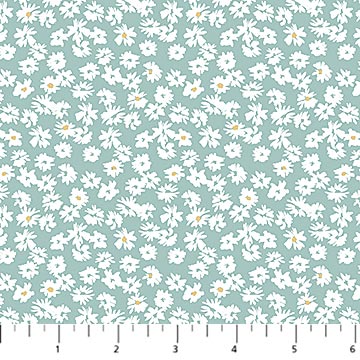 Mint Daisies Tender Cotton Fabric - 44"/45" Per Yard