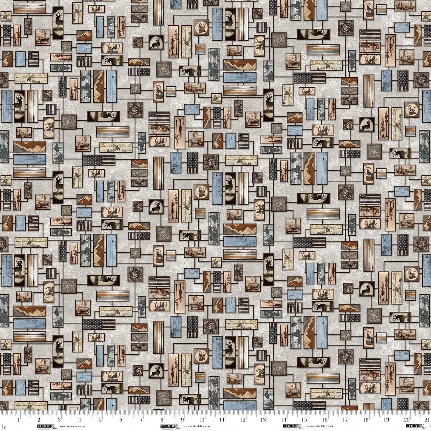 Mist Wood Burn Art Cotton Fabric - 44"/45" Per Yard