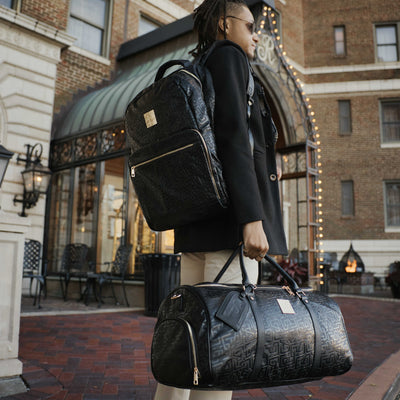 Monogram Leather 2 Bag Set (Commuter and Duffle) - Korvel