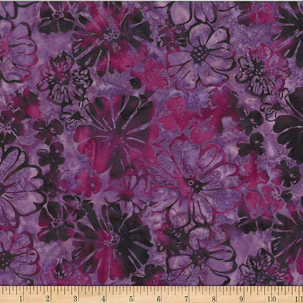 Mulberry Bali Batik Bold Floral Cotton Fabric - 44"/45" Per Yard
