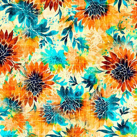 Multi Cream Floral Cotton Fabric - 44"/45" Per Yard