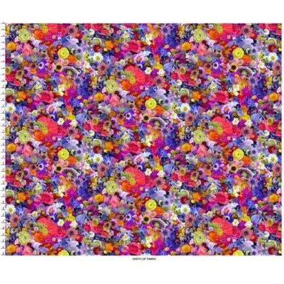 Multi Floral Kaleidoscope Cotton Wideback Fabric per Yard