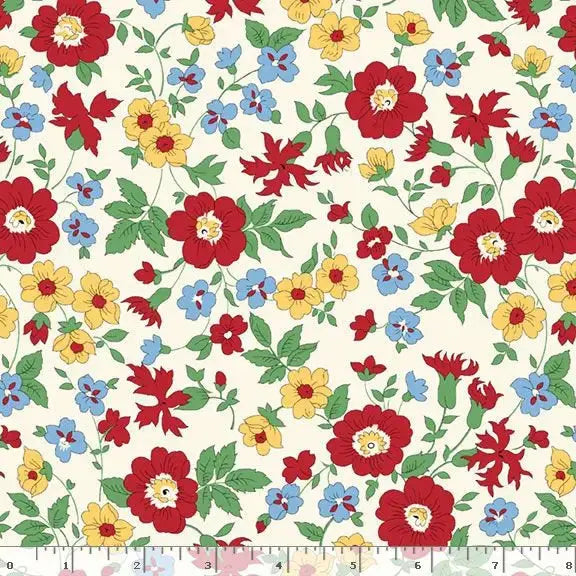Tissu Large en Coton à Fleurs Multiples par Yard