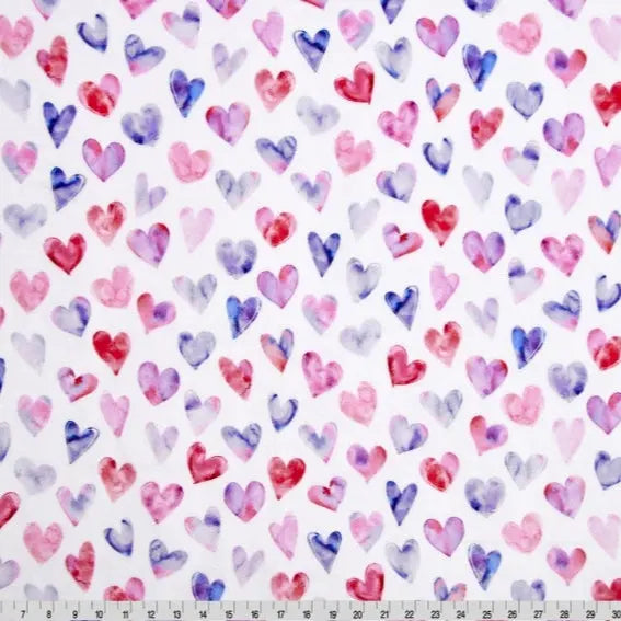Multi Heart Hues Digital Cuddle Fabric per Yard