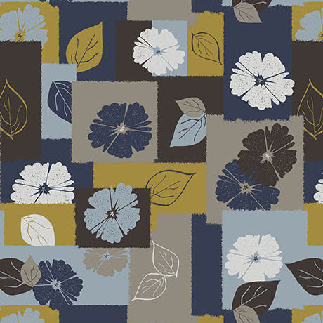 Collage de Flores de Refinamiento Moderno Multi Algodón - 43"/44" por Yarda